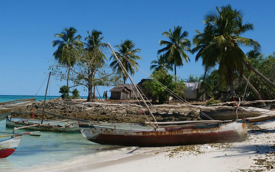 Pirogues de pêcheurs sur une plage tropicale